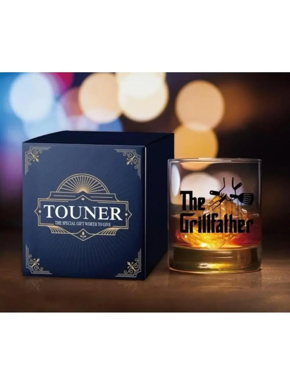 The Grillfather Whiskey Glass Gift Set Funny BBQ Dad Husband Gift Box 11oz Glass